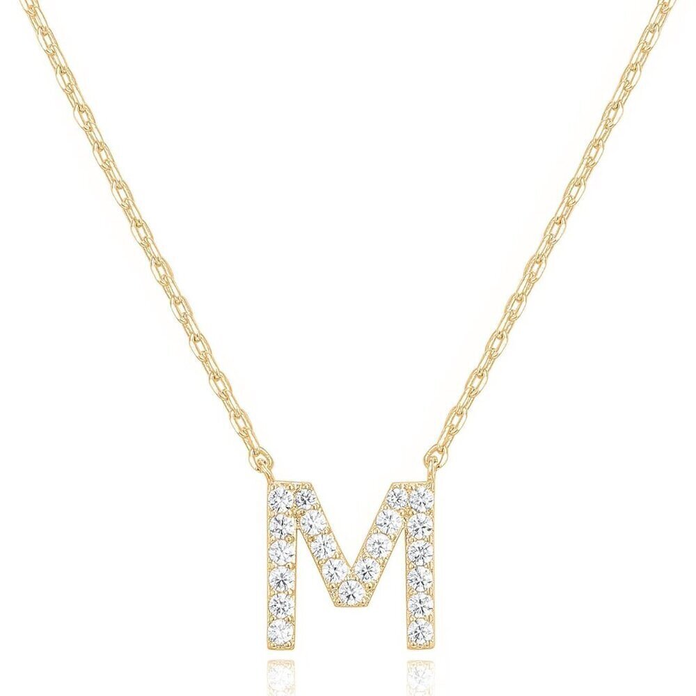 14K Gold Plated Initial Necklace D Pendant Women Jewelry Gift